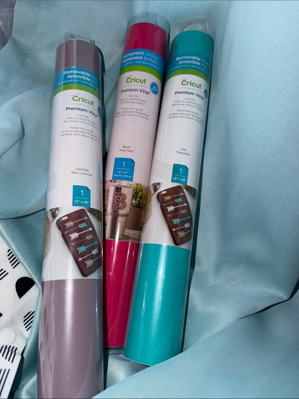 NEW Cricut Premium Vinyl Rolls - Blush & Teal & lavender (3 rolls)
